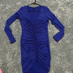 Royal Blue Ruched Long sleeve Dress